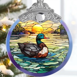 Duck Christmas Ornament - Jocidea Duck Hanging Ornament - Duck Christmas Tree Ornaments - Duck Suncatcher - Christmas Duck Gift - Gifts for Duck Lovers - Duck Christmas Decor