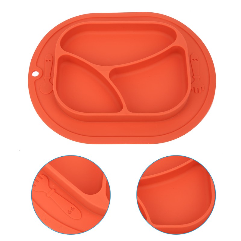 Divided Baby Plate Sucker Suction Cup AntiDrop Bowl Silicone Skidproof