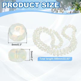 PATIKIL 75 Pcs 8mm OD 5mm Thick Crystal Glass Beads, Rondelle Crystal Beads Faceted Cut Gemstone Strand with Spacer Beads for Craft, Bracelet, Necklace, Egg White