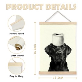 Nipil Funny Black Labrador Retriever Dog For Bathroom Wall Decor Set of 2, Black Lab Decor Gifts,Dog Mom Gifts, 16x24 Inches
