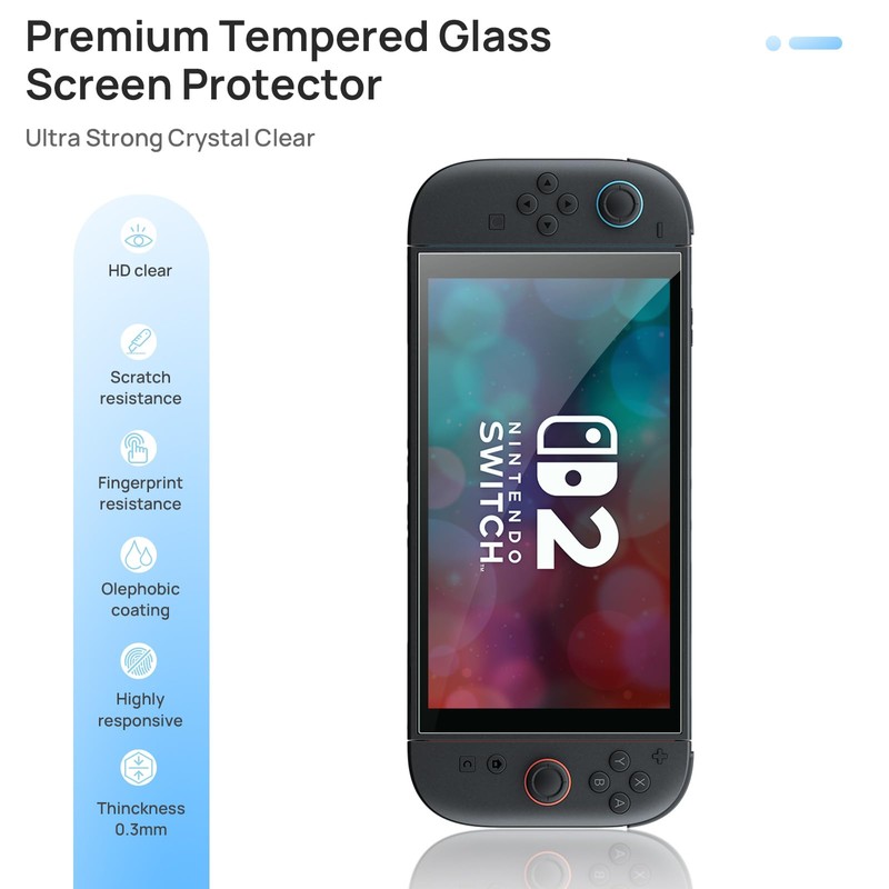 Gerutek Pack of 2 Screen Protectors for Switch 2, 8