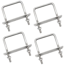 HOLAHOLA U Shackle Threaded M8 Shackle Bolt 100x71mm U Bolt with Frame Plate and Washers Pack of 4