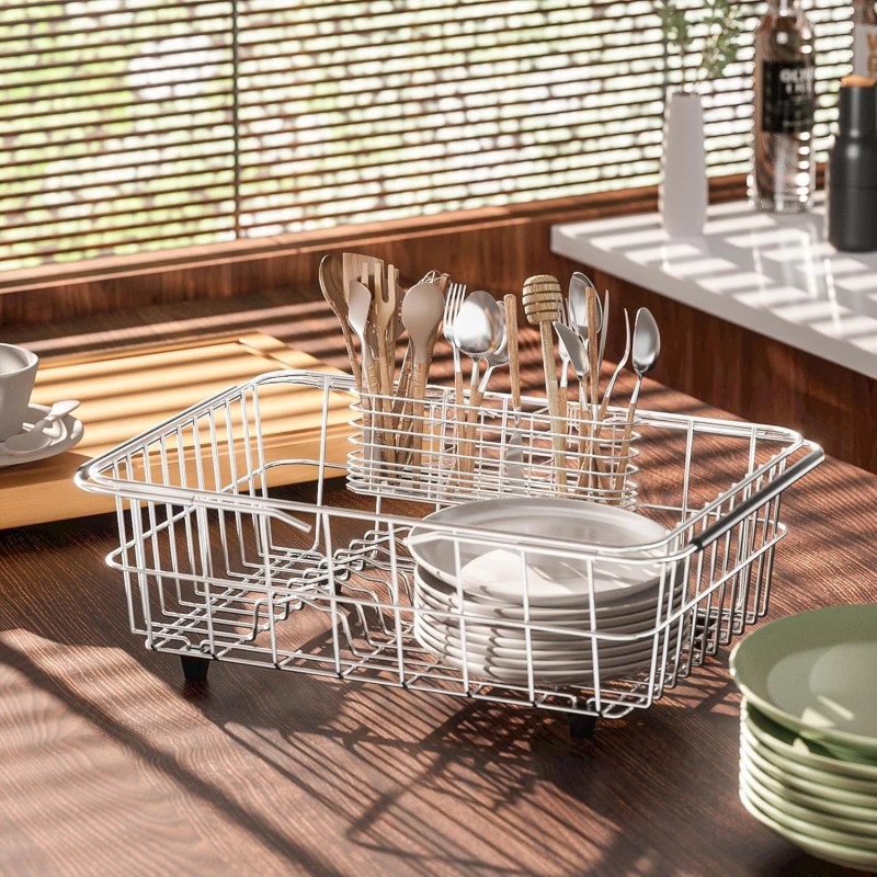 NiuYichee 304 Stainless Steel Utensil Holder Dish Drying Rack Kitchen
