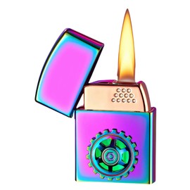NINSI Smart Butane Torch Lighter, Vintage Soft Flame Lighter, Refillable Cool Lighters for Men, Mini Lighter with 4 Ignition Methods, Gear Turntable (Fuel Not Included) (Ice Coloured)