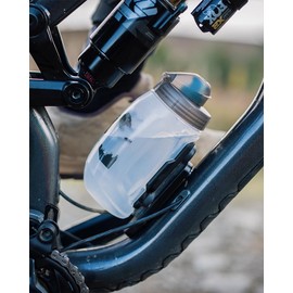 Peaty's x Fidlock Lockin Magnetic 450ml Bike Water Bottle & Mount, Bicycle Drink Bottles, Cycle Accessories For Mountain Biking & Cycling, Premium Alternative To Cage, Twist & Release - Mountain Clear