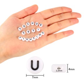 Yochus 1000pcs White Mixed Round Acrylic Letter Beads 4x7mm Black Alphabet Number Beads for Jewelry Making and DIY Bracelets