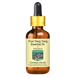 Devprayag Pure Ylang Ylang Essential Oil (Cananga odorata) with Glass Dropper Natural Therapeutic Grade Steam Distilled 100ml (3.38 oz)