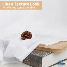 NAKIHOUSE Linen Look Voile Curtain, 2 Panels Linen Net Curtains for Windows 63 Drop, Slot Top Light Filtering Semi-Sheer Voile Curtains for Living Room, Breathable & Graceful Window Drapes, White