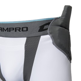 CHAMPRO boys Tri-Flex 5-Pad Built-In Hip, & Tri Flex Integrated 5 Pad Football Girdle with Built In Hip Tail Thigh Pads, White, Grey Inset, Large US