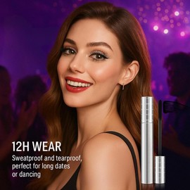 Telescopic Mascara Waterproof Lengthening & Volumizing, Hypoallergenic Tubing Formula for Sensitive Eyes, Smudge-Proof Long-Lasting Lash Makeup with Precision Brush (1PC-Brown)