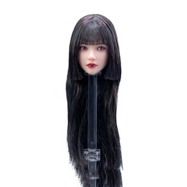 1/6 Scale Female Head Sculpt,Beauty Girl Planted Hair Head Carving for 12inch Female PH TBL JO Action Figure Body Collection (A)