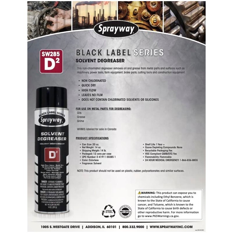 Sprayway SW285-12PK Solvent Degreaser, Net 14 Oz., Pack of 12