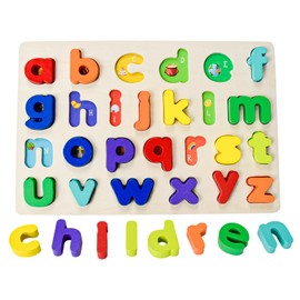 Wooden ABC Letters for Kids Alphabet Learning Toys Wooden Toddler Puzzles Montessori Toys for Girls Boys (Small Letters)