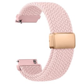 Elastic Strap for Garmin Vivomove 3/Vivomove Luxe/Vivomove Style/Vivomove Sport/Vivomove Trend, 20mm Soft Breathable Nylon Bracelet Replacement Band for Vivoactive 5 (Pink)