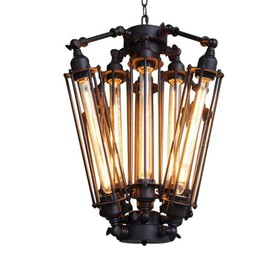 Gdrasuya10 8 Heads Light Retro Ceiling LED Light Rustic Wooden Chandelier Vintage Style Pendant Fixture Lamp Flush Mount for Living Room Dining Room Bedroom Bar Cafe Decor