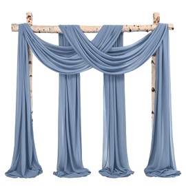 Wedding Arch Draping Fabric,8 Panels 28"x20ft Dusty Blue Wedding Arch Drapes for Ceremony Chiffon Fabric Drapes Arbor Drapery Wedding Arch Decorations for Reception Sheer Backdrop Curtains for Party