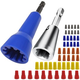 AFUNTA 2 PCS Wire Twisters Tool for Drill, Wire Connectors Wire Nut Twisters Wire Twisting Connector Socket with 50 PCS Insulating Wire Caps