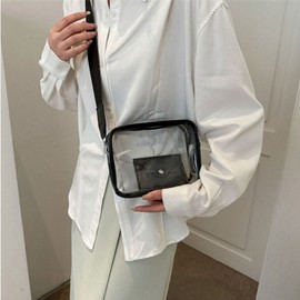 Transparent PVC Waterproof Crossbody Bag for Summer Beach & Water Play Daily Bag Black/ONE