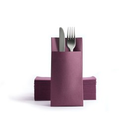 Alvotex Chic Airlaid 50 Cutlery Napkins Cutlery Pockets, Fabric-Like, High-Quality Disposable Napkin, 39 x 40 cm, Plum