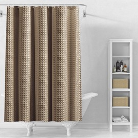 Stfery Shower Curtain Waffle Pattern Shower Curtains 220 x 200 cm Bathroom Curtains Waterproof Shower Curtain Anti-Mould