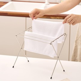 WAGENSTEIGER Stainless Steel Home Kitchen Countertop Dishcloth Towel Drying Rack, 6arms, Compact Foldable Design, with Non-Slip Rubber Cap, Perfect for Minimalist Storage (280Lx240Hx190W mm)