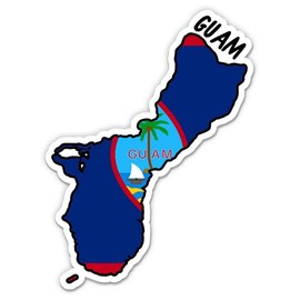 Squiddy Guam Map with Flag - Vinyl Sticker for Car, Laptop, Notebook - 5"