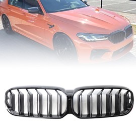 XOPIYAO G30 Grille Front Kidney Grill Compatible with G30 G38 2021 2022 2023 5 Series 520i 530e 530i 540i M550i xDrive (Gloss Black Front Hood Insert Double Line Grill/Grilles)