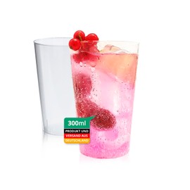 silverkitchen 25 Reusable Cups 0.3 L Reusable Drinking Cups Flexible Dishwasher Safe Party Cups Plastic Cups Reusable Plastic Cups Transparent
