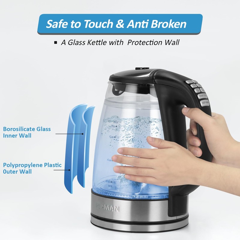 1500W Electric Kettle with Temperature Control - 6-Temp Presets for