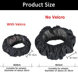 JPESYGFDK Pack of 4 Pushchair Wheel Covers for Babies, Waterproof and Dirt-Resistant Wheel Protection Cover, Wheelchair Protection Cover for Prams, Dustproof Pram Accessories (Black)