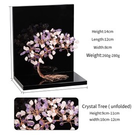 rockcloud Set of 2 Amethyst and Rose Quartz Crystal Tree Acrylic Decorative Bookends, L-Shaped Heavy Duty Book Ends to Hold Books for Home Office Shelves, Purple&Pink