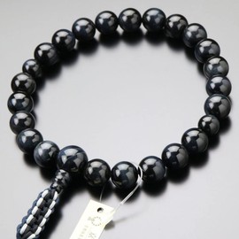 "Special Price" Jodo Shinshu Buddhist Beads for Men, 22 Beads, Blue Tiger Eye Stone, String Tassels (Real Buddhist Beads, Kyoto Buddhist Beads, Kyoto, Monto, Shinshu Buddhism, Blue Tiger Eye, Tiger