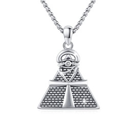 Egyptian Necklace 925 Sterling Silver Eye of Horus Necklace with Ankh Pyramid Pendant Amulet Egyptian Jewellery Gift for Men and Women