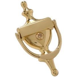 Hillman 852395 Hardware Essentials Bright Brass Door Knocker with Viewer, 7in, 1 Piece
