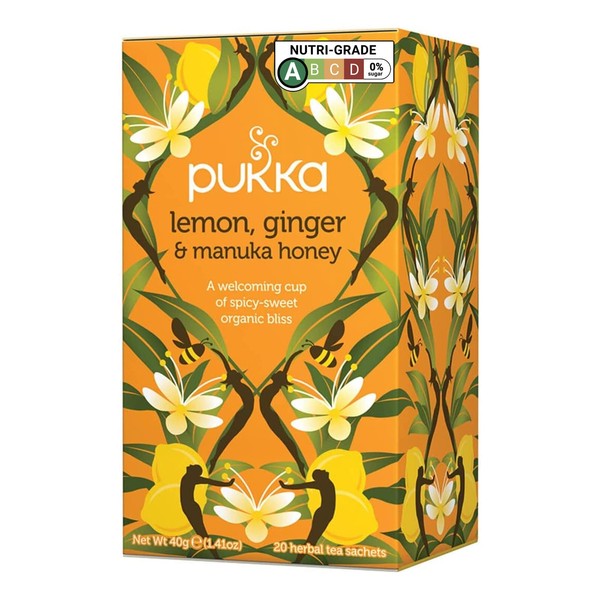 Pukka Organic Herbal Tea Lemon Ginger & Manuka Honey - 20 Tea Bags