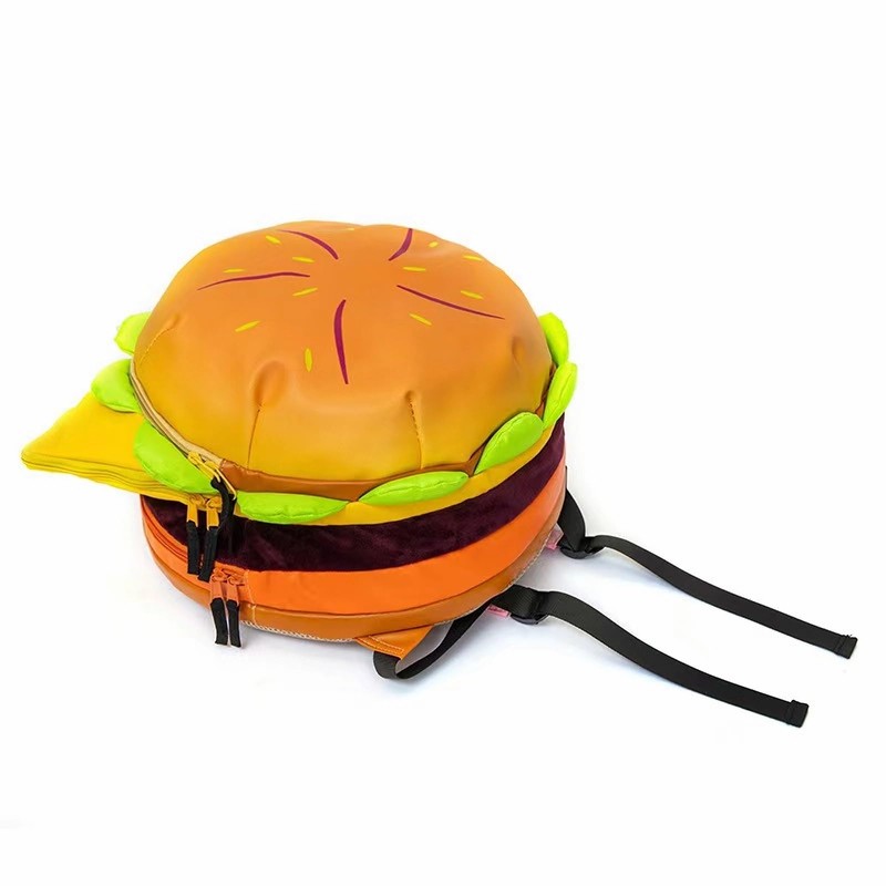 MaiQidd Cheeseburger Backpack Multi-compartment Funny Hamburger Backpack