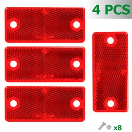 AGRISHOP Trailer Reflectors Pack of 4,E Approved,90x40x8mm,Reflective Reflectors Red Rectangular for RV Gate Posts Walls,Rear Cat’s Eye Reflectors Screw Fit for Car Caravan(Red/Rectangular/4Pack)