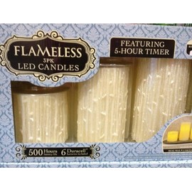 Flameless LED Candles - 3PK, 5-Hour Timer, Realistic Wick & Unscented Wax