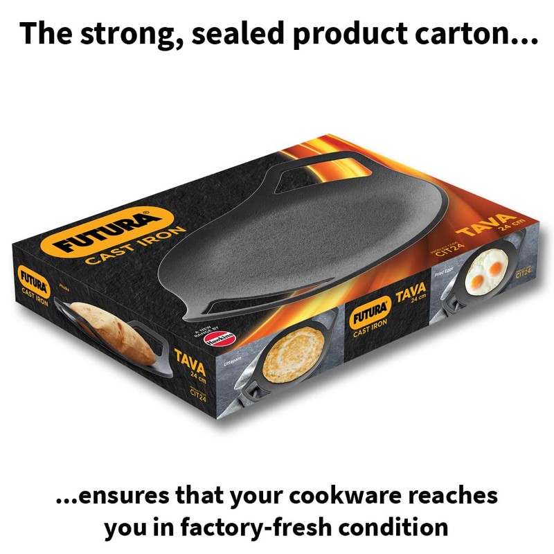 HAWKINS Futura 24 cm Cast Iron Tava, Cast Iron Tawa