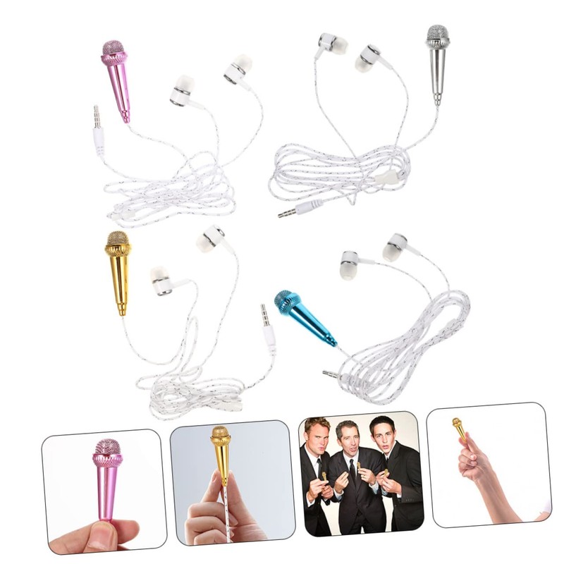 BIUDECO 4Pcs Portable Mini Microphone Tiny Vocal Mic for Smartphones