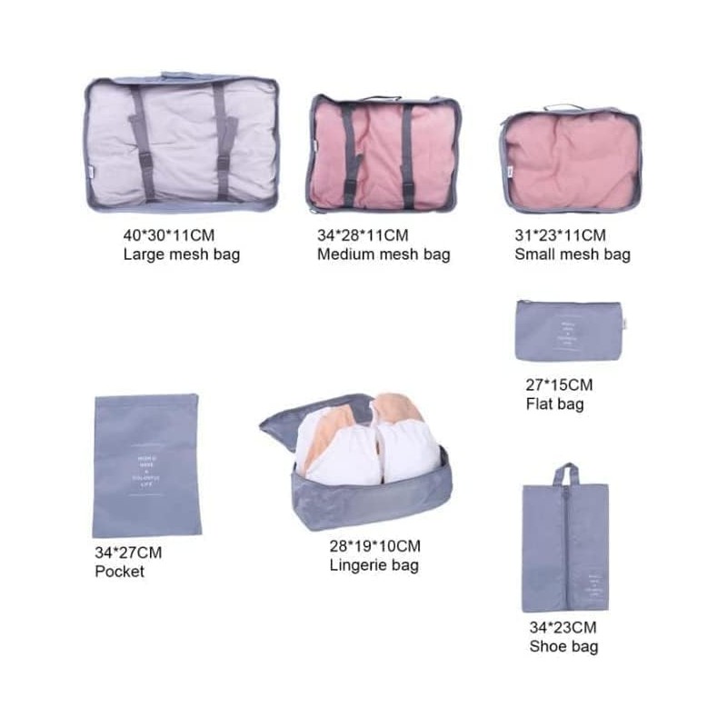 Travel Pouch, Set of 7, Packing Pouch, Arrangement Case Luggage