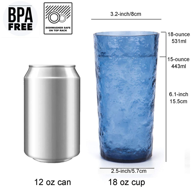 KX-WARE 18-ounce Acrylic Highball Glasses Plastic Tumbler, set of 6