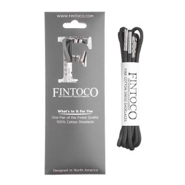 FINTOCO Round Waxed Dress Shoelaces with Silver Tips, Dark Gray, 30 inches (76cm)