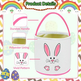 Leesgel Easter Baskets for Kids, Easter Baskets Empty Decorations Bucket Bag Box for Children Girls Boys Easter Egg Hunt Games Crafts Favours - Pink