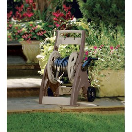 Suncast JSF175 175 ft Hosemobile Reel Cart Hose Caddy with Large Easy to Grip Crank for Garden, Lawn, and Patio, 175', Bronze and Taupe