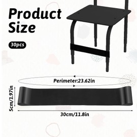 simarro 30Pack Classroom Chair Bands for Kids with Fidgety Feet, Black ADHD Tools Improve Focus & Reduce Restlessness Fidget Chairs and Desks Bands for Classroom Chair and Desks