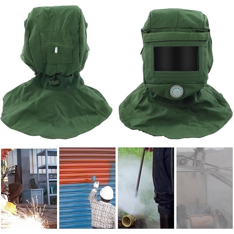 [UOPR] Sandblast Cover, Dustproof/Windproof Canvas Cape Sandblast Protective Mask, Heat