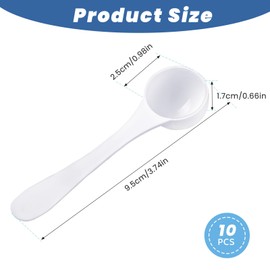 10 Pcs Plastic Teaspoon Measuring Spoons, 5ml Food Grade Long Handle Scoop Set Small Reusable White Measuring Tablespoon Kitchen Cooking Tool for Cooking and Baking, for Coffee Sugar Spices Nuts