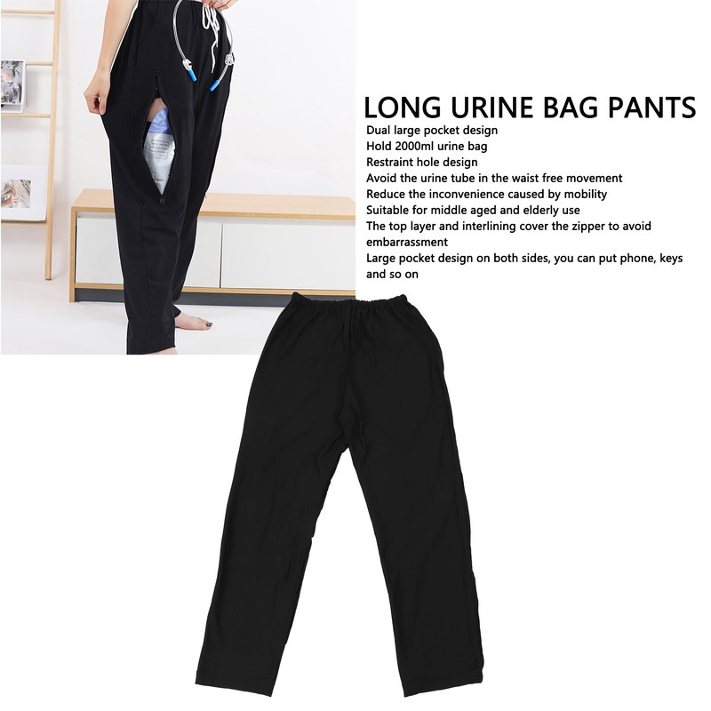 Elderly Urine Bag Pants 2 Sides Inner Pockets Long Cystostomy