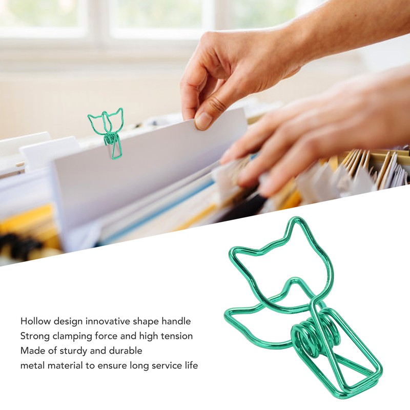 100Pcs Kitten Binder Clips Cute Animal Style Strong Clamping Hollow